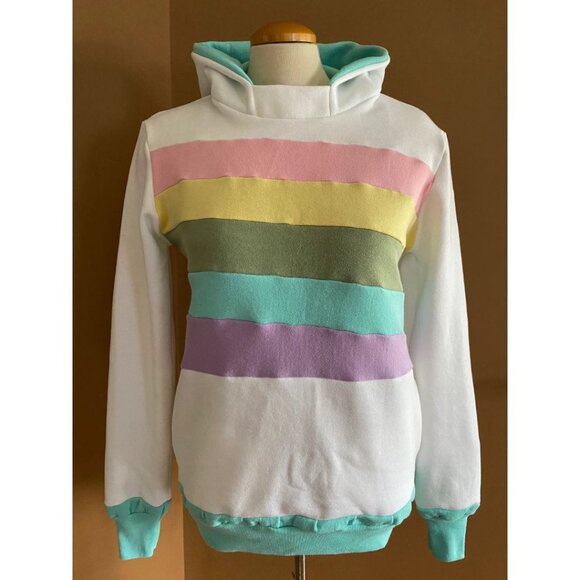 Cotton Candy Cloud Hoodie Upcycled Sweatshirt One-Of-A-Kind MungoCrafts - Picture 2 of 5